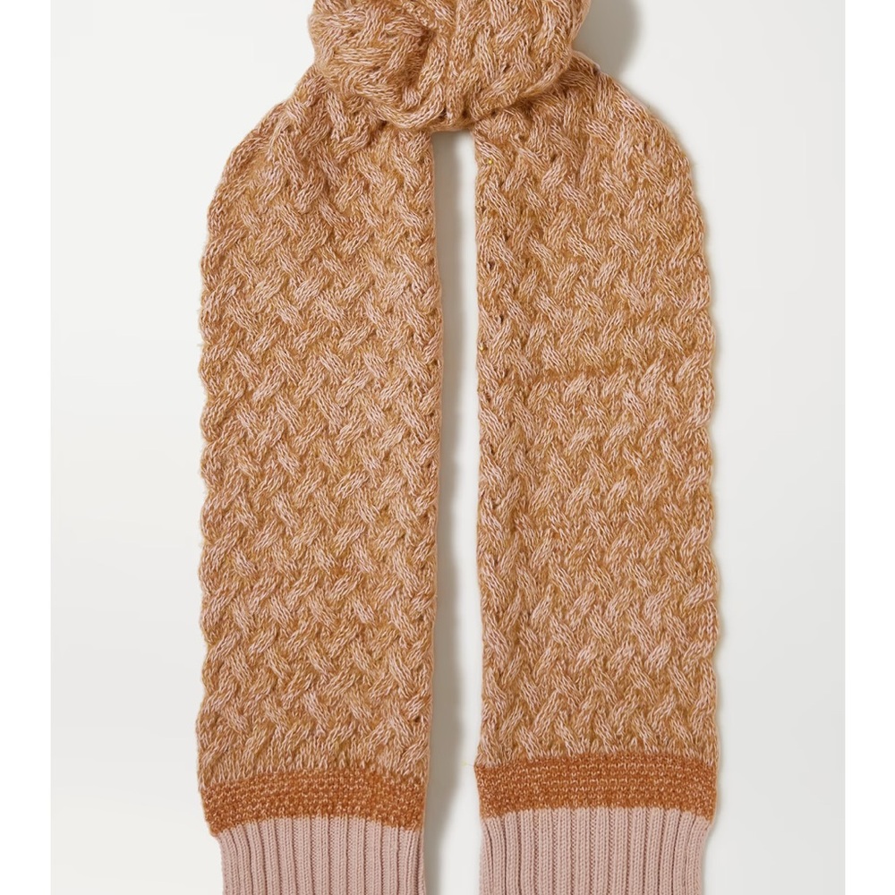 Chloe Tan and Cream Knit Scarf